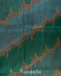 Teal Blue Tricolour Rangkaat Pure Raw Silk Handloom Saree