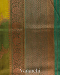 Olive Green Tricolour Rangkaat Pure Raw Silk Handloom Saree
