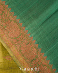 Olive Green Tricolour Rangkaat Pure Raw Silk Handloom Saree