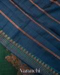 Green and Blue Tricolour Rangkaat Pure Raw Silk Handloom Saree