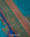 Blue Tricolour Rangkaat Pure Raw Silk Handloom Saree