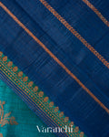Blue Tricolour Rangkaat Pure Raw Silk Handloom Saree