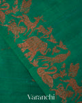 Peacock Green Ombre-Dyed Pure Raw Silk Handloom Saree