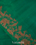 Peacock Green Ombre-Dyed Pure Raw Silk Handloom Saree