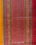 Mustard Yellow Tricolour Bordered Pure Raw Silk Handloom Saree