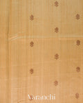 Beige Tricolor Bordered Pure Raw Silk Handloom Saree