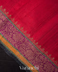 Black Tricolour Bordered Pure Raw Silk Handloom Saree