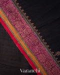 Black Tricolour Bordered Pure Raw Silk Handloom Saree