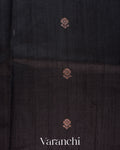 Black Tricolour Bordered Pure Raw Silk Handloom Saree