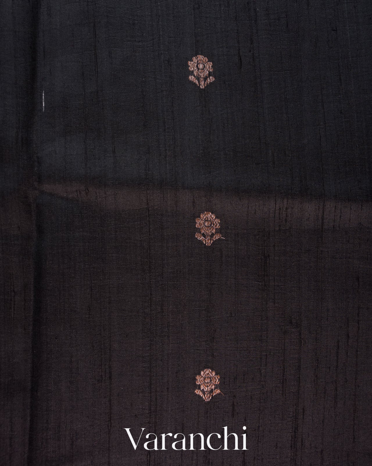Black Tricolour Bordered Pure Raw Silk Handloom Saree