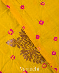 Olive Yellow Bandhani Pure Chiniya Silk Saree