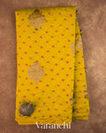 Olive Yellow Bandhani Pure Chiniya Silk Saree