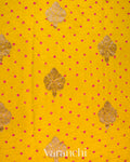 Olive Yellow Bandhani Pure Chiniya Silk Saree