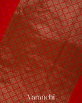 Bright Red Bandhani Pure Chiniya Silk Saree