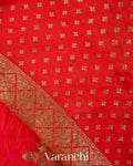 Bright Red Bandhani Pure Chiniya Silk Saree