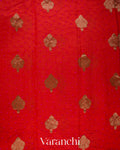Bright Red Bandhani Pure Chiniya Silk Saree