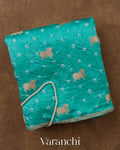 Teal Green Bandhani Pichwai Pure Chiniya Silk Saree