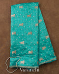 Teal Green Bandhani Pichwai Pure Chiniya Silk Saree