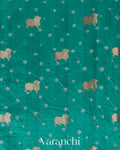 Teal Green Bandhani Pichwai Pure Chiniya Silk Saree