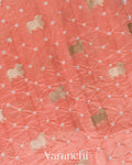 Peach Bandhani Pichwai Pure Chiniya Silk Saree