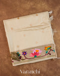 Ivory Embroidered Border Pure Tussar Silk Saree