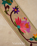 Ivory Embroidered Border Pure Tussar Silk Saree