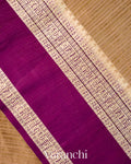 Beige Striped Pure Katan Silk Saree
