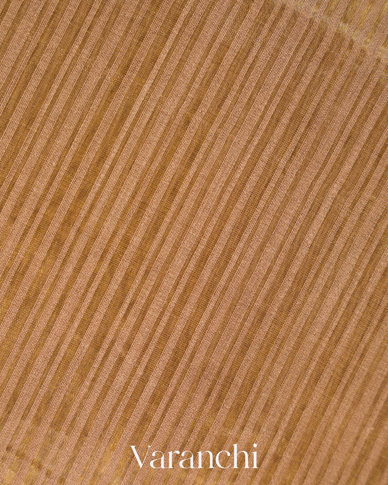 Beige Striped Pure Katan Silk Saree