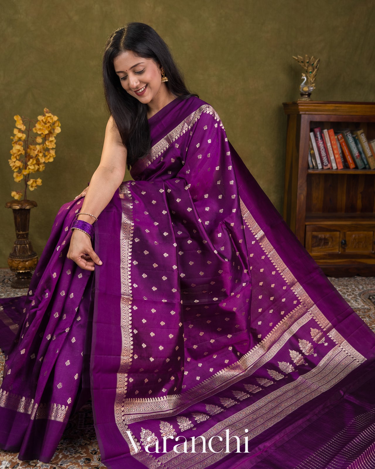 Purple Pure Poona Silk Saree