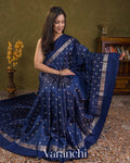 Navy Blue Pure Poona Silk Saree