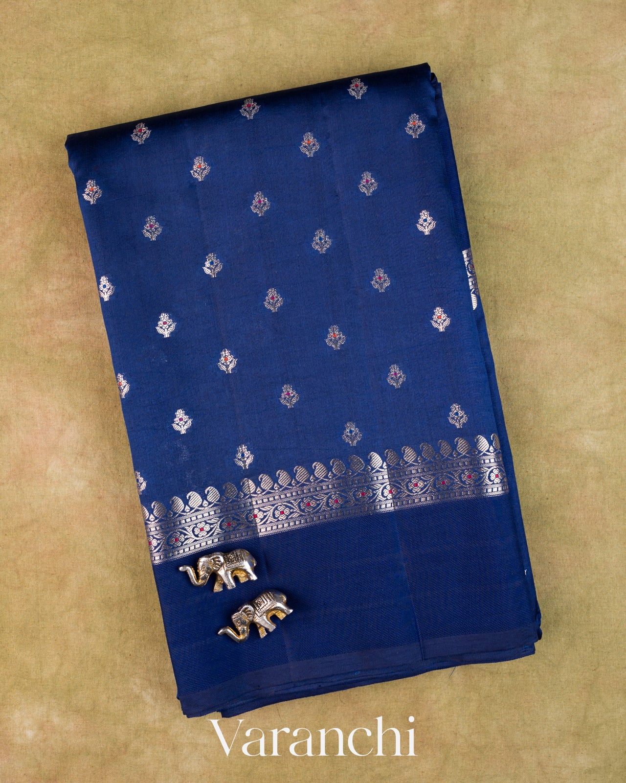 Navy Blue Pure Poona Silk Saree