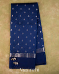 Navy Blue Pure Poona Silk Saree