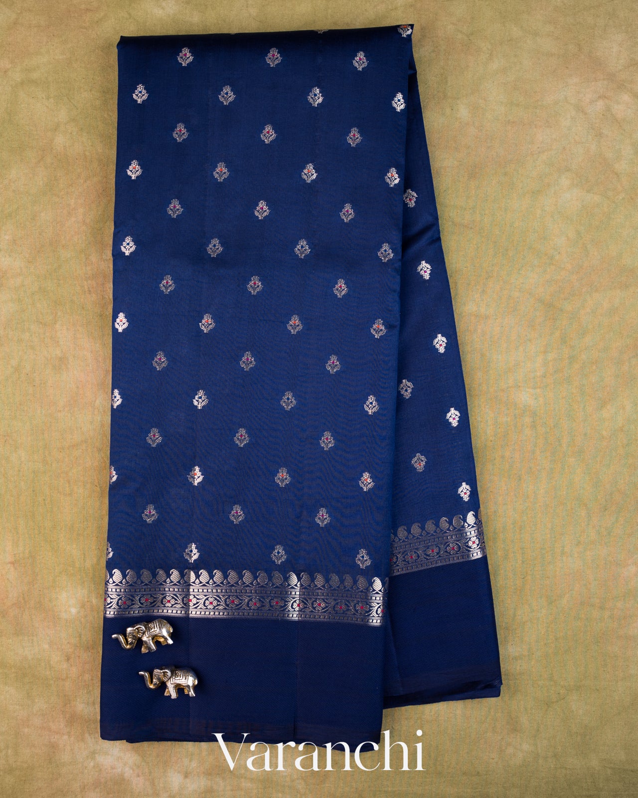 Navy Blue Pure Poona Silk Saree