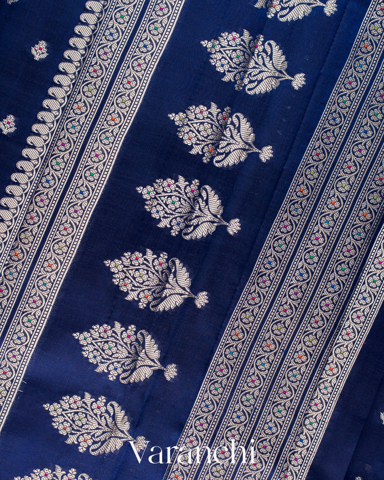 Navy Blue Pure Poona Silk Saree