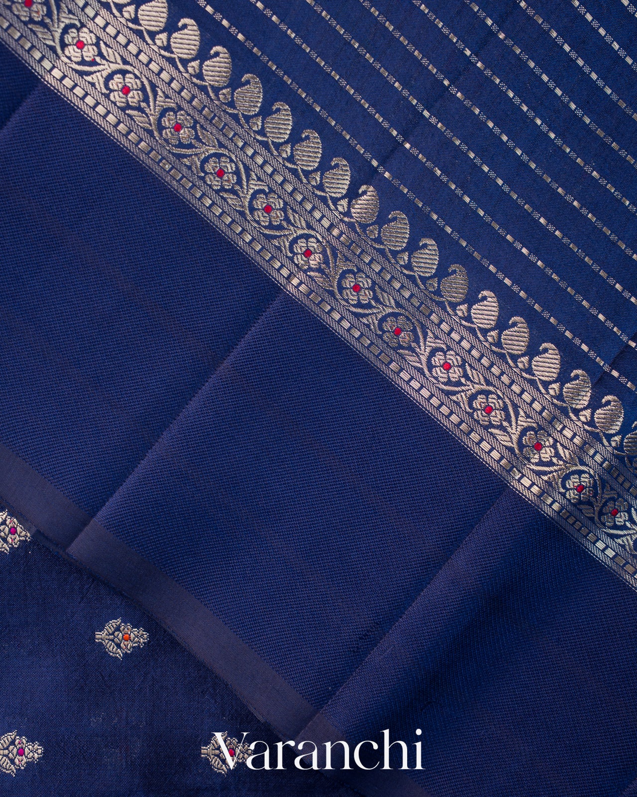 Navy Blue Pure Poona Silk Saree