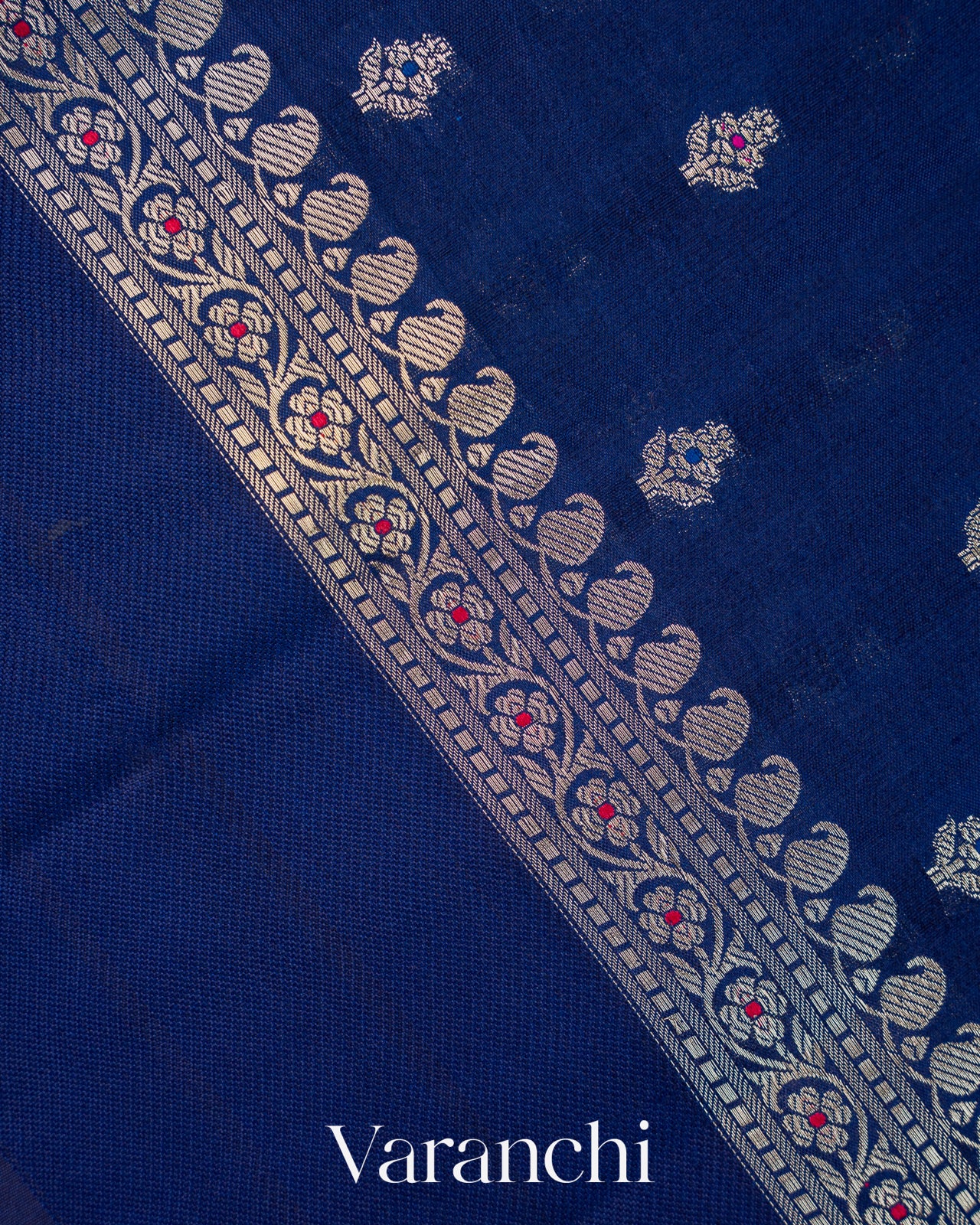 Navy Blue Pure Poona Silk Saree