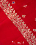 Crimson Red Pure Poona Silk Saree