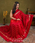 Crimson Red Pure Poona Silk Saree
