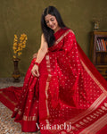 Crimson Red Pure Poona Silk Saree