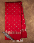Crimson Red Pure Poona Silk Saree