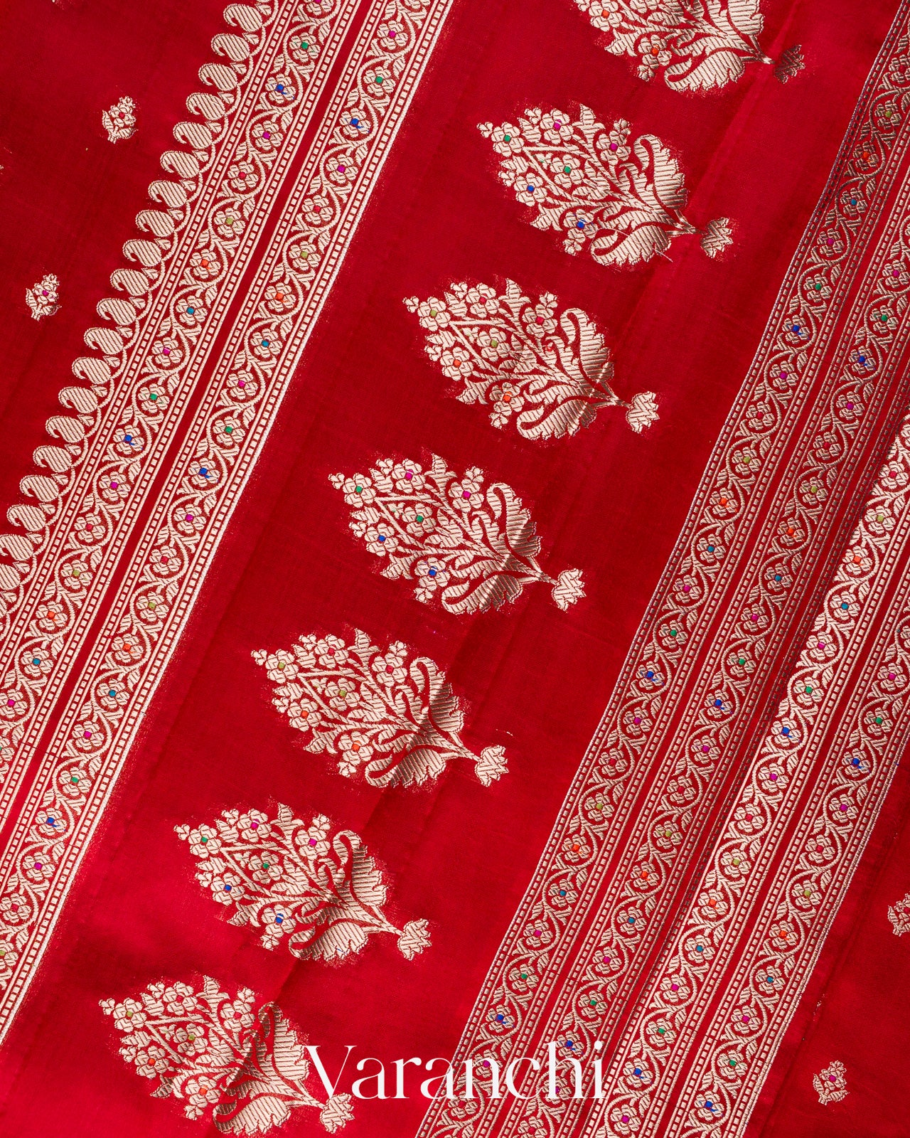 Crimson Red Pure Poona Silk Saree