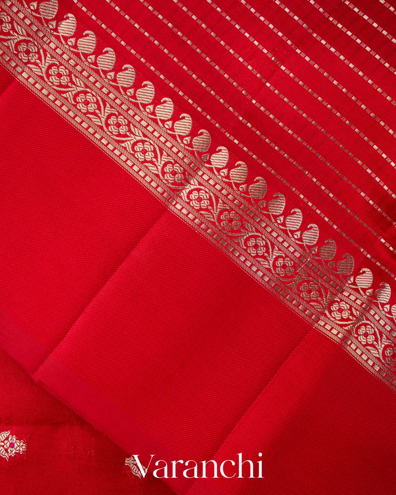 Crimson Red Pure Poona Silk Saree