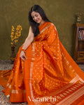 Vermilion Orange Pure Poona Silk Saree