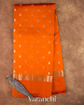 Vermilion Orange Pure Poona Silk Saree