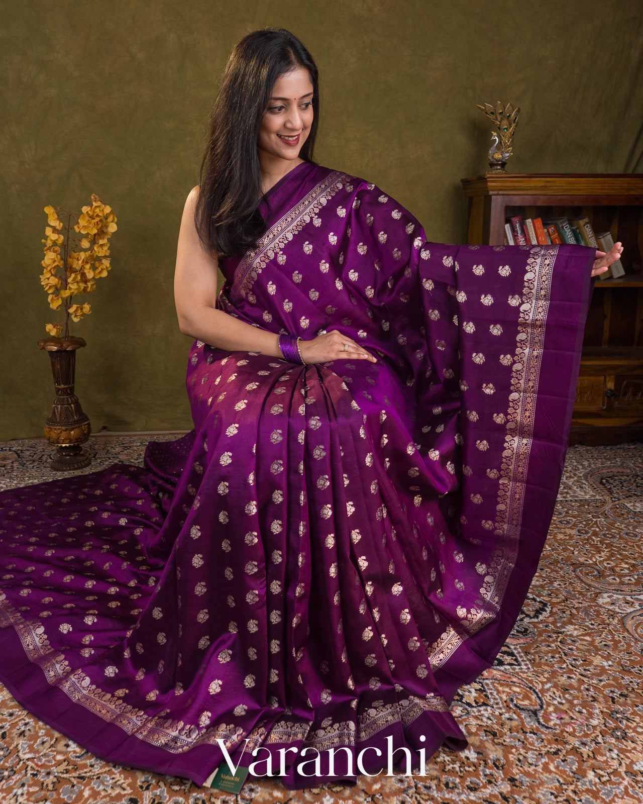 Purple Pure Poona Silk Saree