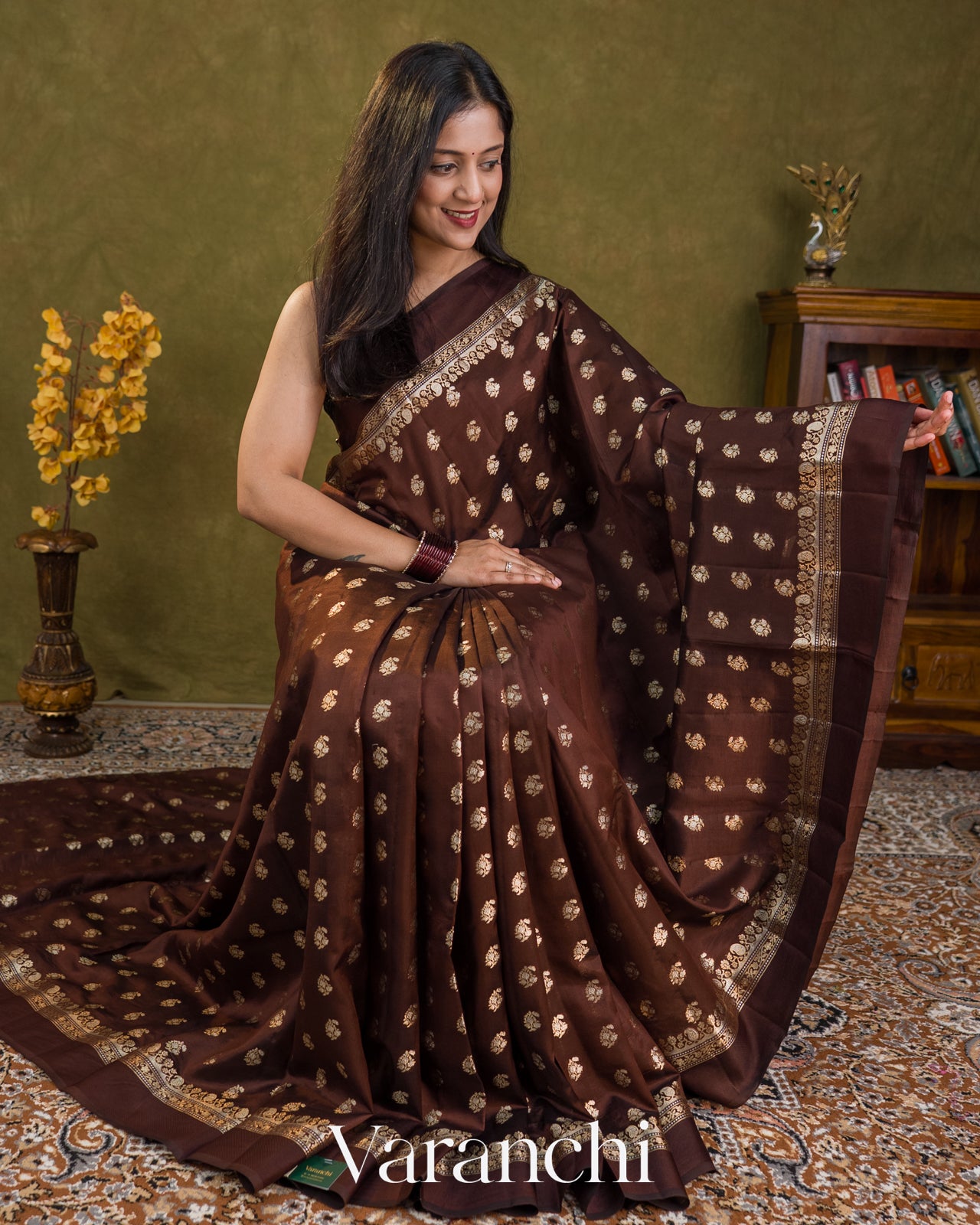 Coffee Brown Pure Poona Silk Saree