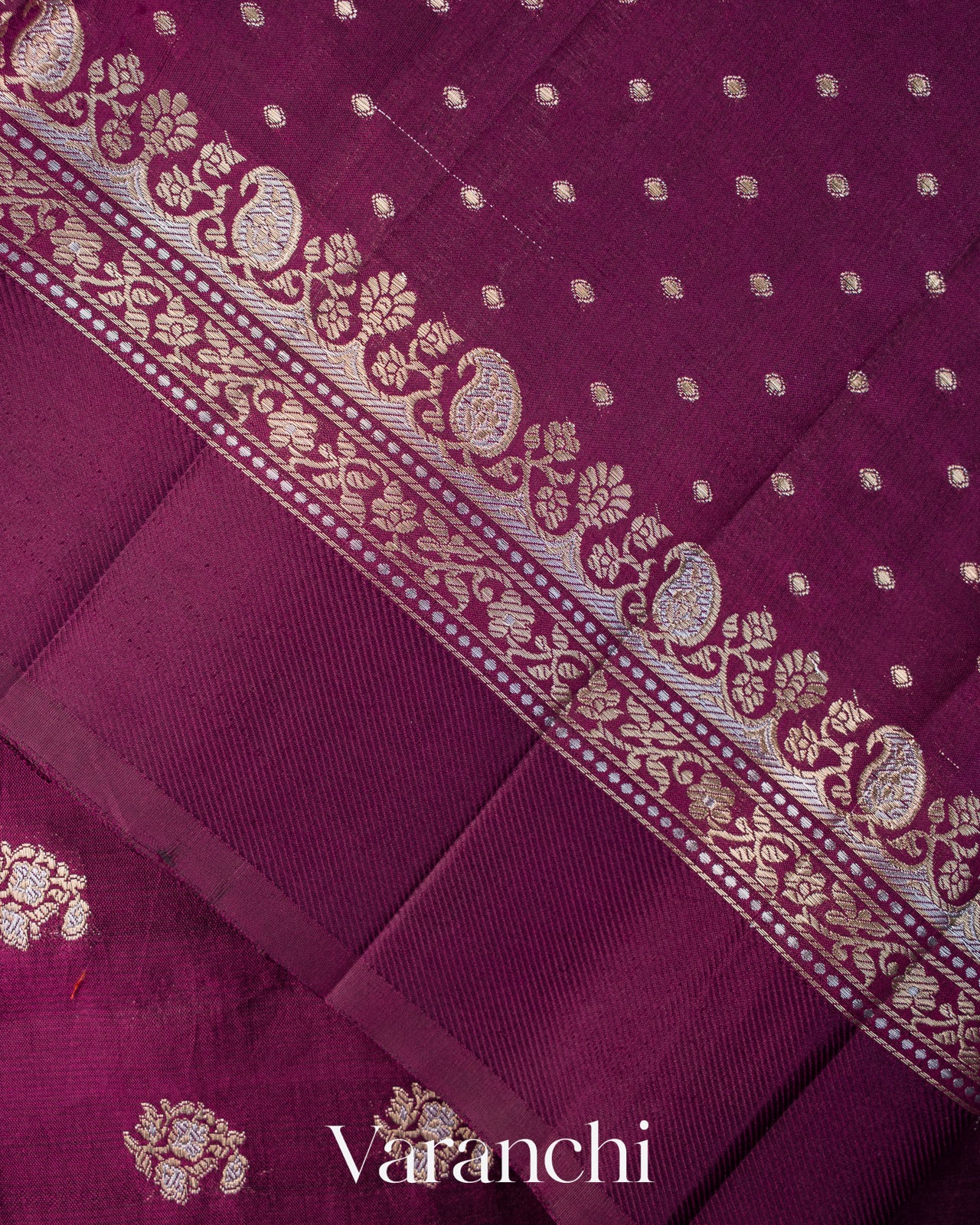 Wine Purple Pure Poona Silk Saree