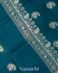 Peacock Teal Pure Poona Silk Saree