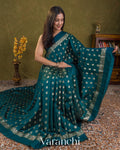 Peacock Teal Pure Poona Silk Saree