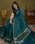 Peacock Teal Pure Poona Silk Saree